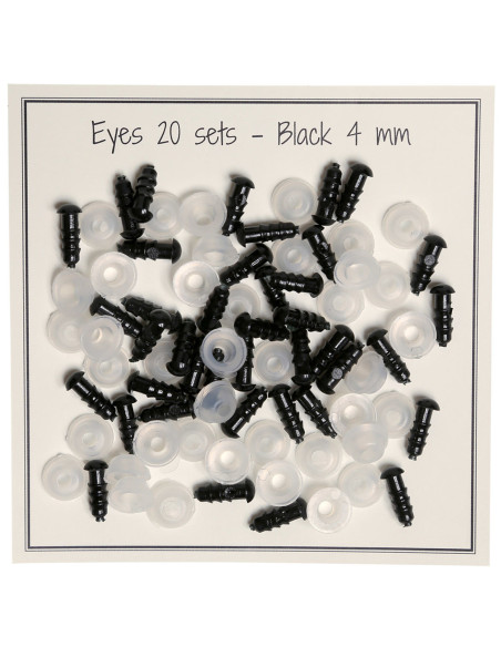 Ojos de seguridad negros de 4 mm - 20 pares