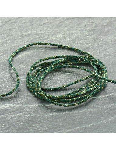 Cordon lurex Saxo 2 mm - Vert forêt et or