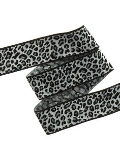 Galon jacquard léopard 35 mm - Gris