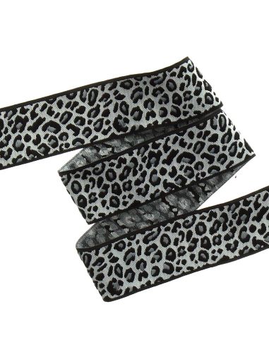 Galon jacquard léopard 35 mm - Gris