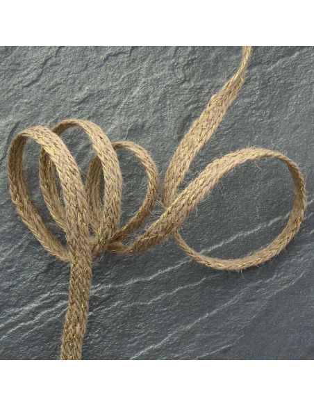 Tresse plate jute lurex 10 mm - Or