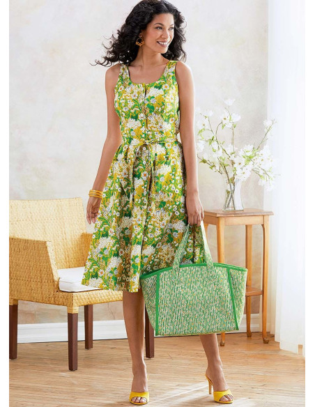 Patrón de vestido, cinturón y bolso - Butterick 6674