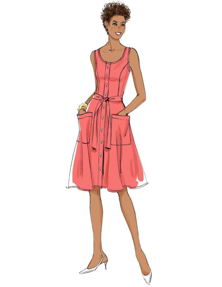 Patrón de vestido, cinturón y bolso - Butterick 6674