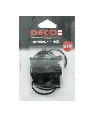 Lot de 10 anneaux 40 mm à pinces crocodile - Noir mat