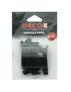 Lot de 10 anneaux 35 mm à pinces crocodile - Noir mat 2
