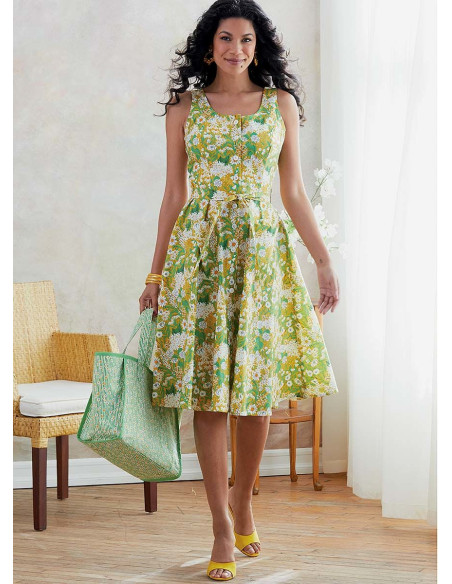 Patrón de vestido, cinturón y bolso - Butterick 6674
