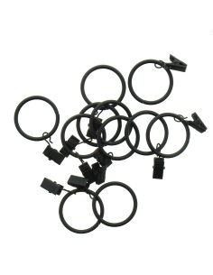 Lot de 10 anneaux 35 mm à pinces crocodile - Noir mat