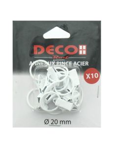 Lot de 10 anneaux 20 mm à pinces crocodile - Blanc 2