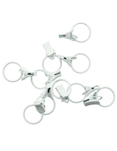 Lot de 10 anneaux 20 mm à pinces crocodile - Blanc