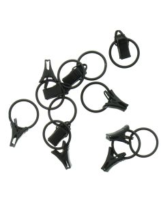 Lot de 10 anneaux 20 mm à pinces crocodile - Noir mat