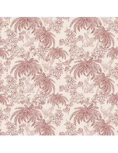 Tissu toile de Jouy demi-natté – Grande largeur – Palme rouge