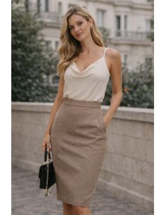 Tissu gabardine viscose brossée premium - Sable chiné 2
