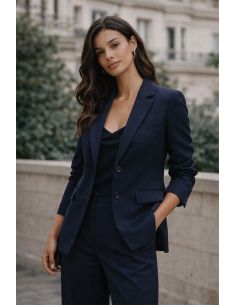 Tissu gabardine viscose brossée premium - Bleu marine 2