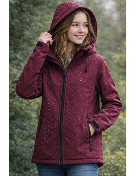 Tissu softshell déperlant envers micro polaire - Lie de vin