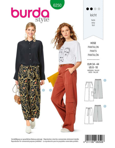 Patrón de pantalón holgado - Burda 6250