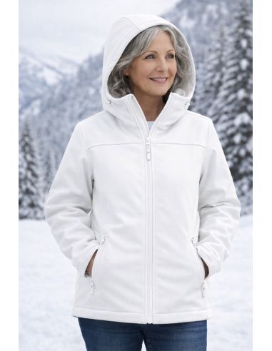 Tissu softshell déperlant envers micro polaire - Blanc