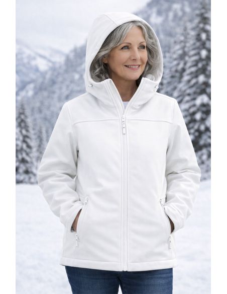 Tissu softshell déperlant envers micro polaire - Blanc