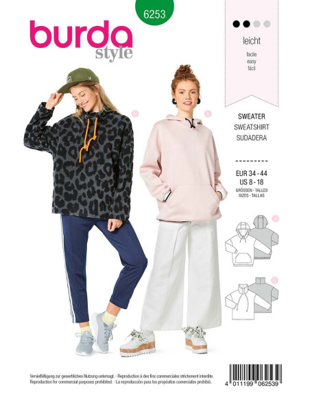 Patrón de sudadera - Burda 6253