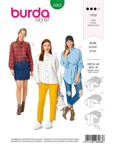 Patrón de blusa y camisa - Burda 6263