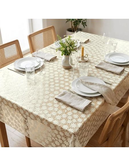 Nappe toile cirée Captain Cook Daisy - Crème