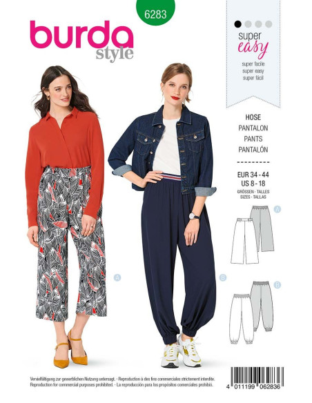 Patrón de pantalón abombado - Burda 6283