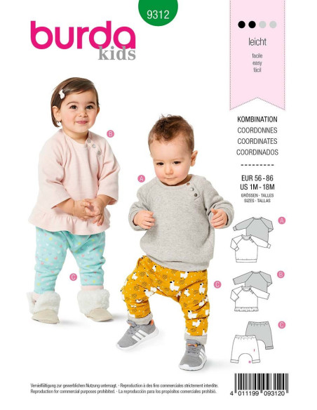 Patrón de camiseta y pantalón elástico - Burda 9312