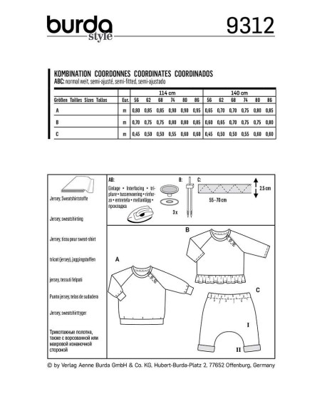 Patrón de camiseta y pantalón elástico - Burda 9312