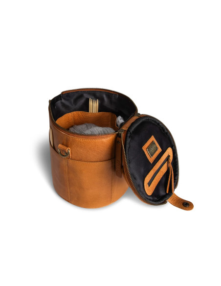 Sac de rangement en cuir pour le tricot Muud Saturn édition limitée - Whisky