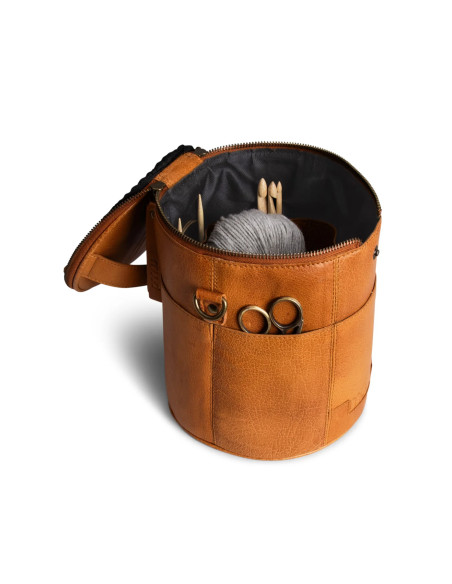 Sac de rangement en cuir pour le tricot Muud Saturn édition limitée - Whisky