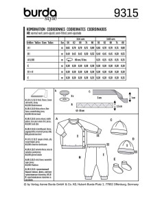 Patrón de gorro, pantalón y chaqueta sudadera - Burda 9315 2