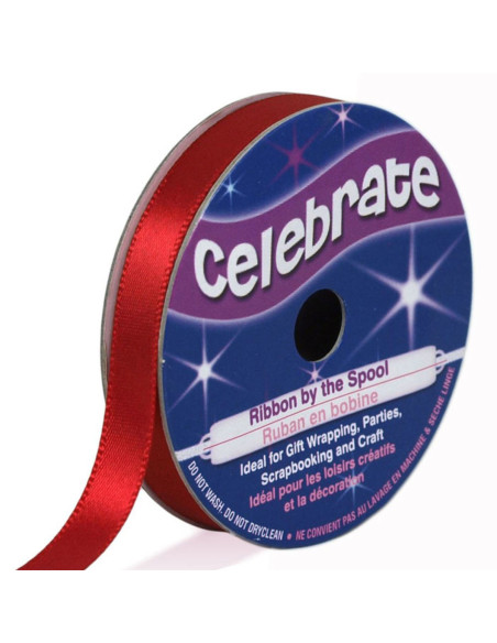 Cinta de satén Celebrate roja - 9 mm x 6 metros
