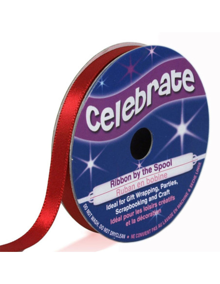 Cinta de satén Celebrate roja - 6 mm x 6 metros