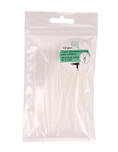 Lot de 10 gaines thermorétractable pour extrémité de cordon - Transparent