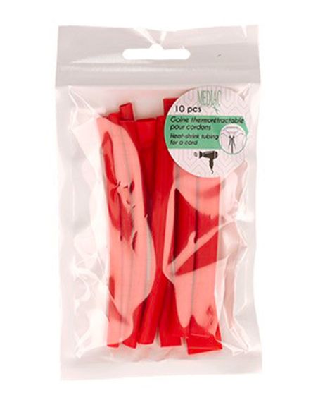 Lot de 10 gaines thermorétractable pour extrémité de cordon - Rouge