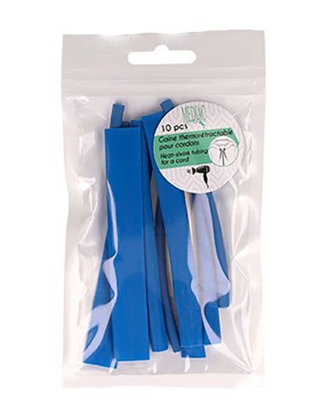 Lot de 10 gaines thermorétractable pour extrémité de cordon - Bleu