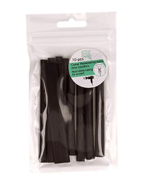 Lot de 10 gaines thermorétractable pour extrémité de cordon - Noir