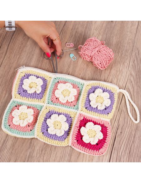 Kit de crochet - Pochette zippée florale