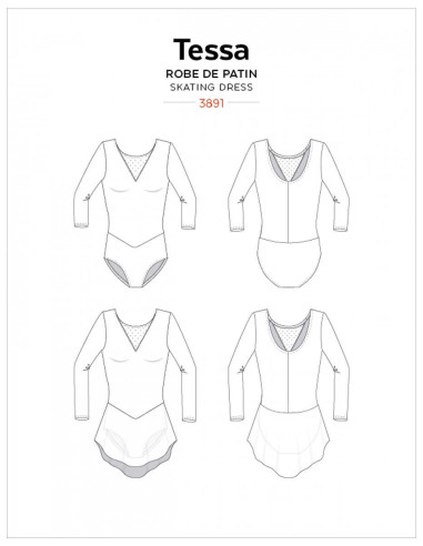 Patrón de leotardo y vestido de manga larga Tessa - Jalie 3891