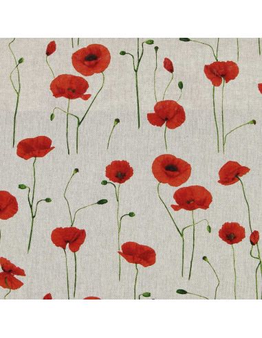 Toile de coton canvas premium - Coquelicots