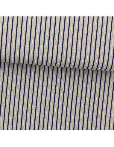 Toile de coton canvas premium - Rayures bleu marine
