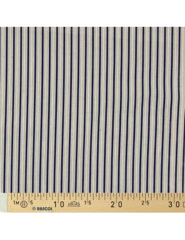 Toile de coton canvas premium - Rayures bleu marine