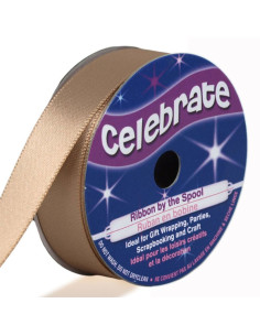 Cinta de satén Celebrate beige marrón - 13 mm x 6 metros