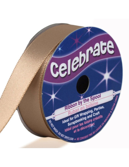 Cinta de satén Celebrate beige marrón - 13 mm x 6 metros