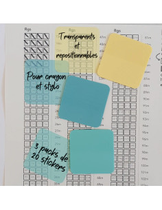 60 notes transparentes repositionnables pour patron de tricot YKTL 2