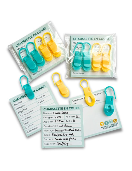 Conjunto de 4 marcadores especiales en curso + 8 tarjetas de Tejido en curso YKTL