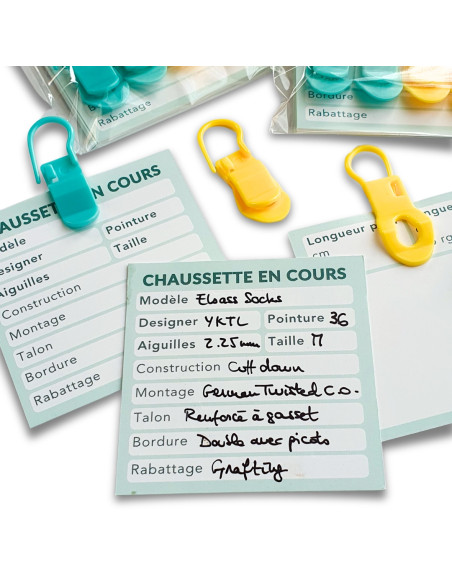 Conjunto de 4 marcadores especiales en curso + 8 tarjetas de Tejido en curso YKTL