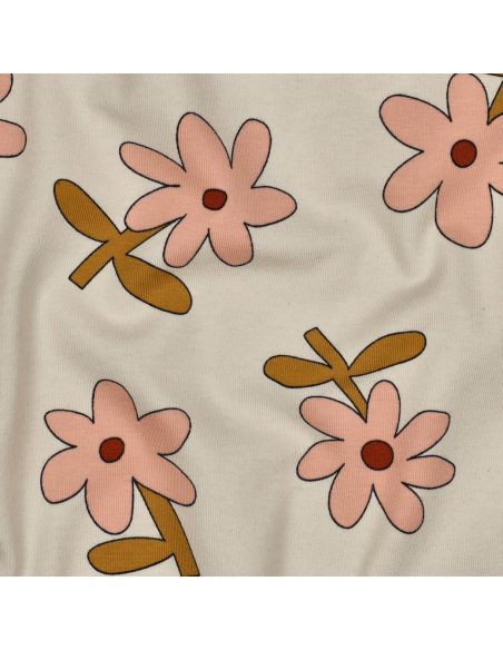 Tissu jersey imprimé Jennifer Bouron - Fleurs pêche sur fond naturel