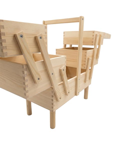 Travailleuse couture en bois avec pieds amovibles Clair