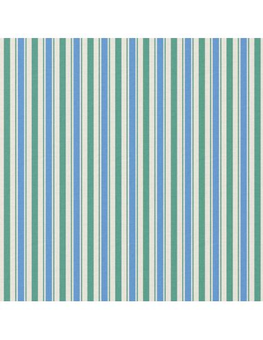 Tissu popeline de coton - Lydia vert et bleu