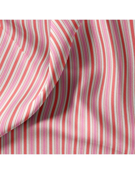 Tissu popeline de coton - Lydia rouge et rose